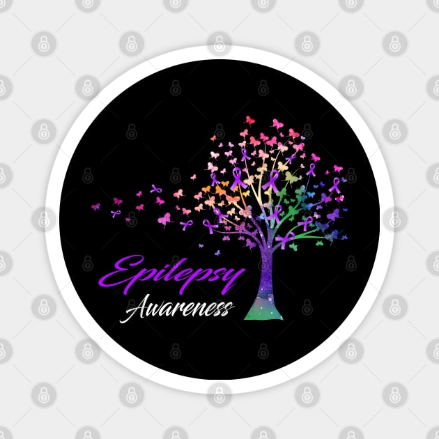 Tree Ribbons Epilepsy Awareness Support Epilepsy Warrior Gifts Magnet by ThePassion99